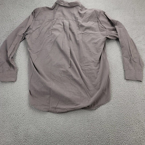 Nautica Shirt Mens Large Brown Striped Button Down Long Sleeve Pocket - Picture 4 of 13